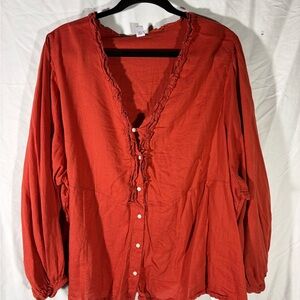 Old Navy Women's Terracotta Ruffle Blouse